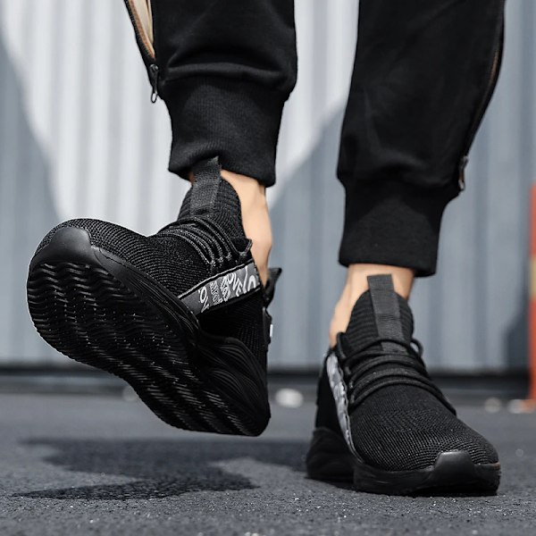 Yrzl Herre Casual Sportsko Åndbar Letvægt Sneakers Udendørs Store Størrelse Mesh Løb Sko Sport Jogging Walking Sko Black 45