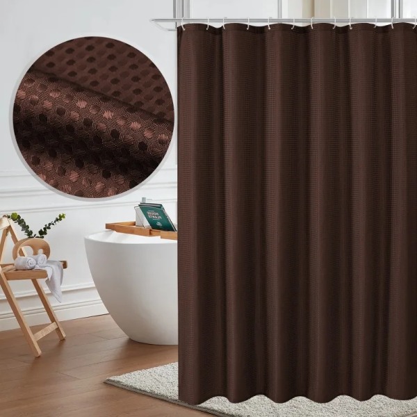 Vanligt vattentätt och mögelbeständigt duschdraperi av polyester i badrummet utan stansfritt duschdraperi brown 90x180cm