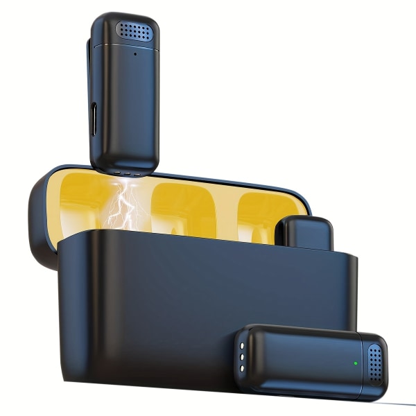 2-pack professionell trådlös Lavalier-mikrofon - Plug & Play för IPhone, IPad, Android, kamera, dator - perfekt för YouTube, TikTok, intervjuer Yellow-Type-C