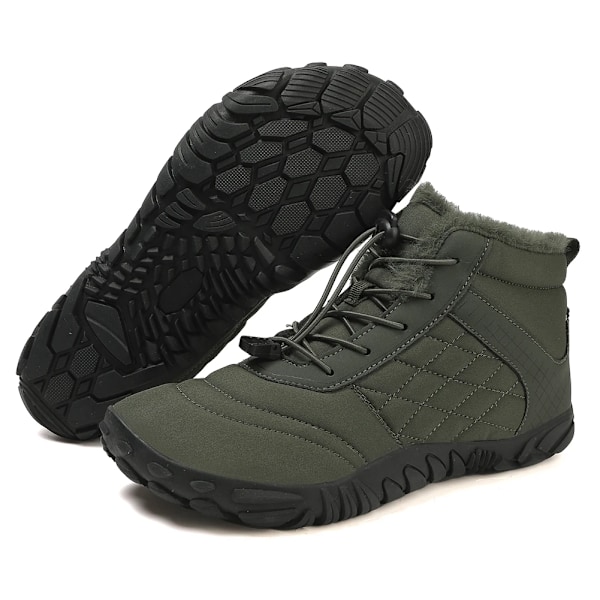 Barfodet Sne Støvler High-Top Barfodet Sko Anti Slip Minimalistiske Ankel Støvler Termiske Casual Vinter Støvler Til Mænd Klatring Dark Green 44