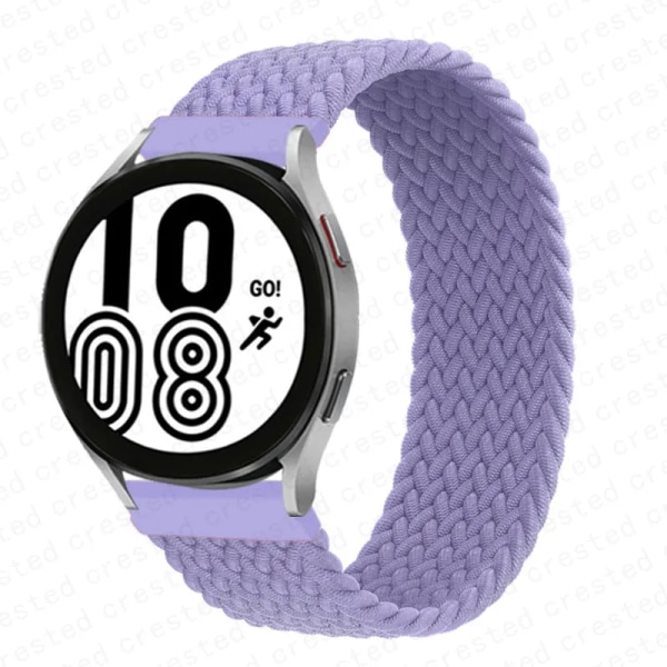 Flätad Solo Loop För Samsung Galaxy watch 4/5/6/44mm 40mm/klassisk rem 46 42mm/aktiv 2/Gear S3 armband 22mm 20mm Watch Band lavender M