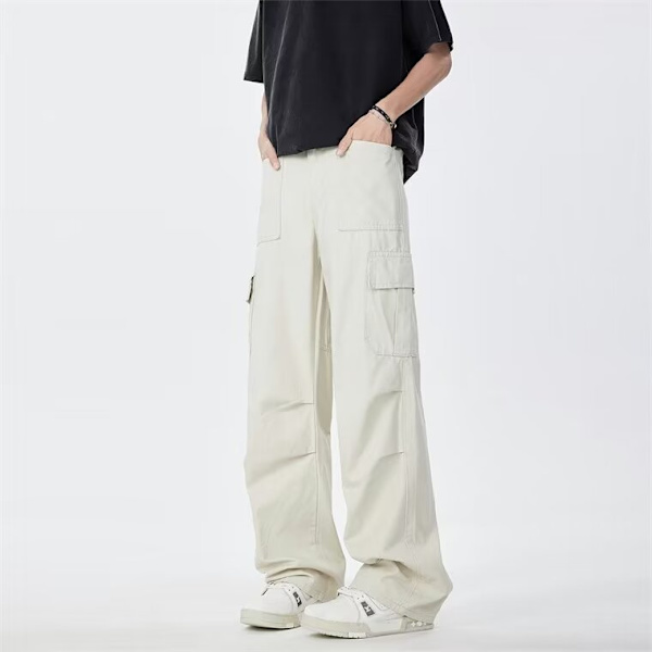 Nya Amerikanska Fallskärmsjägare Överalls Mäns Fahionabla Japanska Lösa Överalls Ruan Handsome Straight Långa Byxor Apricot XXL