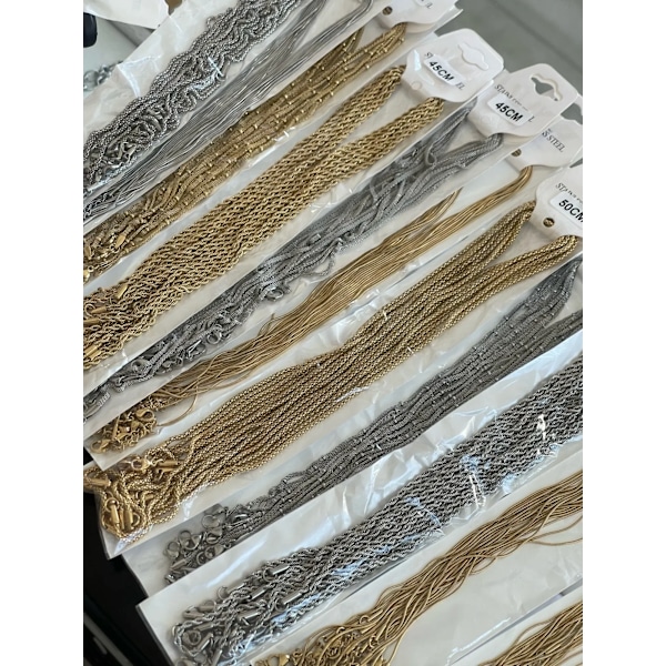 LUXUKISSKIDS 1 mm Runda Ormkedjor Grossistpaket 10 st/paket Halsband Guld Färg Rostfritt Stål För Hänge DIY Kvinna/Man Smycken Gold 60cm