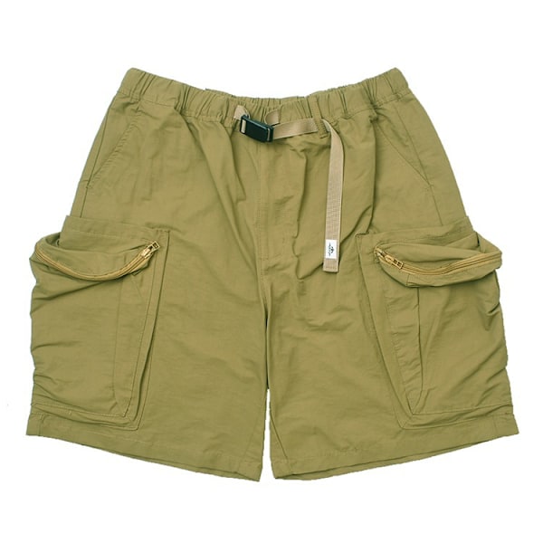 Funktionelle Udendørs Japanske Retro Distressed Mountain Workwear Shorts Casual Løs Straight Spænde Midterbukser Mode 2024 Khaki L