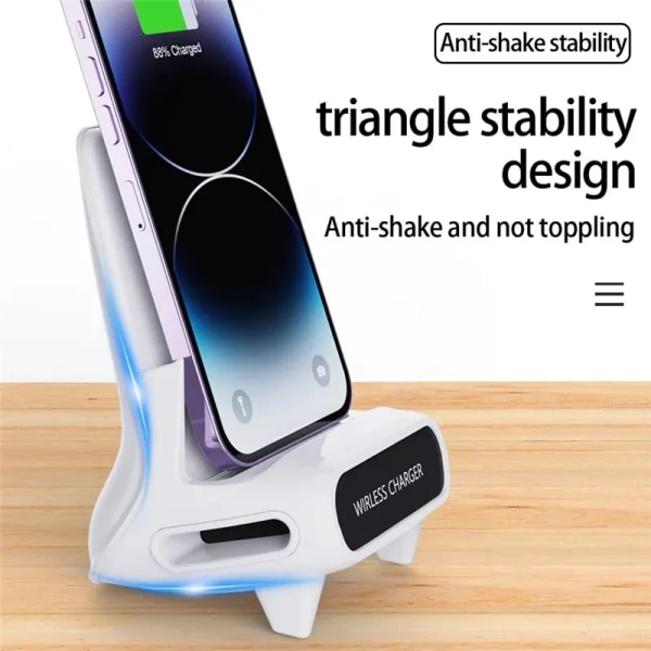 Trådlös laddare Stand Pad Desktop Mobiltelefon Hållare Fäste 15W Snabbladdningsstation Dockningsfäste för iPhone Samsung Xiaomi LG NO 3PCS Adapter