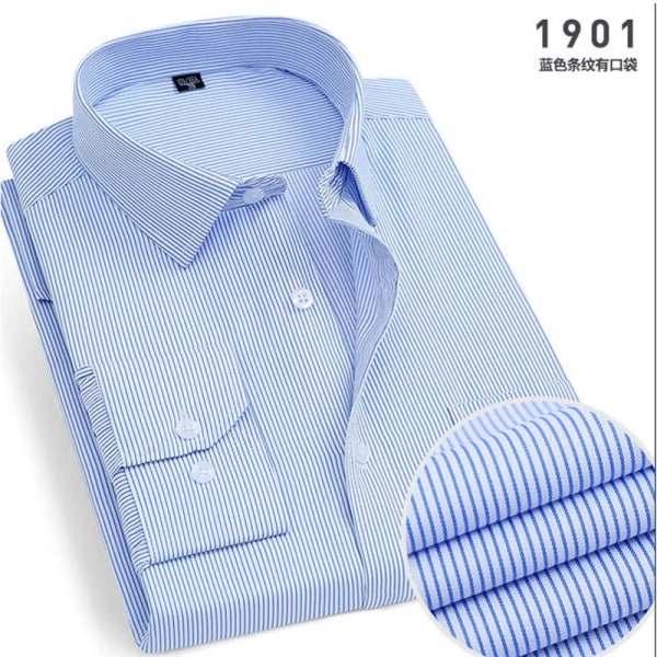 Vårnyhet Randig långärmad tröja för män Strykfri Anti-rynkor Bekväm Andas Business Casual Mode Slim Fit 1 40