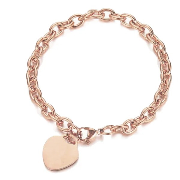 Classic Rostfritt Stål Växla Armband Tjock Kedja Kärlek Hjärta Charm Armband För Kvinnor Tjejer Nya Armband Trendig Smycken 764 rose gold 16cm