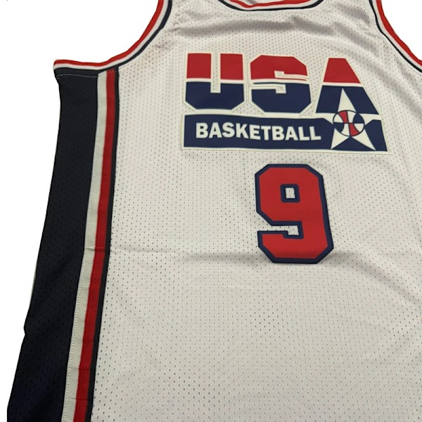 Basket Trøjer 1992 Usa 23 9 Space Jam Jersey Sy Broderi Billigt Høj Kvalitet Utomhus Sporttøj Hvid Blå Film Hvid JD S