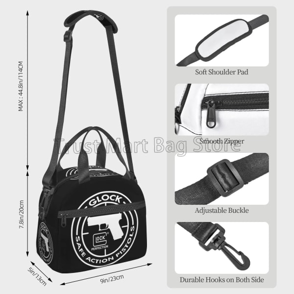 Anpassad Tactical Glock Shooting Sport Isolerad Lunchväska Kylare Lunchbox för jobbet Beach Picknick Bento-väskor med axelrem 2