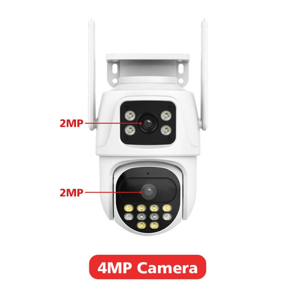 8 MP Dual Screen och Dual Lins Wifi Övervakningskamera Ai Auto Tracking Färg Night Vision Bluetooth Outdoor PTZ-säkerhetskamera EU Plug 4MP NO TF Card