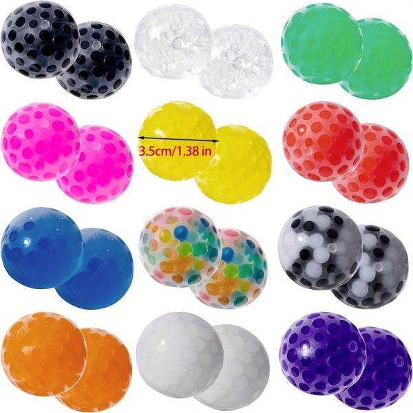 2Pack Ministressbollar fidget toys Vuxna,Squishy Fidget-bollar fyllda med vattenpärlor för att slappna av och fokusera, stress- och ångestlindring Klämleksaker 2pcs
