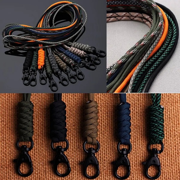 10 Stilar Självförsvar Nödfall Överlevnad Ryggsäck Lanyard Roterande Buckle Key Ring Paracord Key Chain Fallskärm Rep Ra dark blue