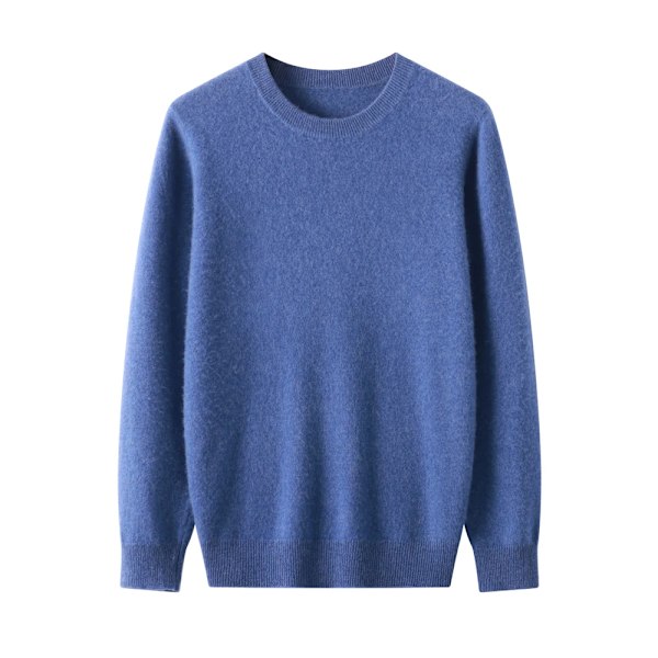 Mænds O-hals Cashmir Trøje 100% Merinould Pullover Langærmet Forretning Casual Stickwear Forår Efterår Grundlæggende Klokke Top Turquoise XL