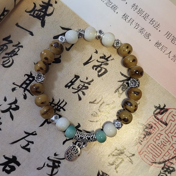 Jingdezhen Ten Yuan 3 Sträng Explosiv Brand Keramiska Armband Porslin Pärlor Armband Handgjorda Keramiska Smycken Nationella Smycken Slätt Dark Khaki