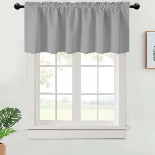 1Pc, Valance Gardiner Svarta Ut Termisk Isolerad Rod Pocket Fönsterbehandling För Kök Vardagsrum Sovrum Home Dekoration Beige W132 x H46