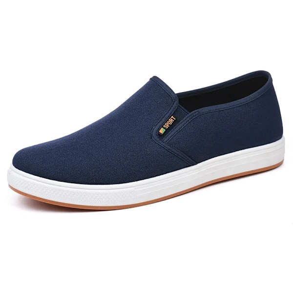 Män Canvas Sko Casual Sneaker För Menlight Slip-On Vulcanized Bekväm Manliga Lägenheter Loafers Nya Svarta Tränare Zapatos Hombres blue 40