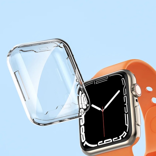 Cover watch för Apple Watch Series 8 7 6 5 case 3 2 SE Silikon genomskinligt case Skärmskydd iWatch 38 40 41MM 42 44 45MM Pink Gold 4 40mm series 654 Se