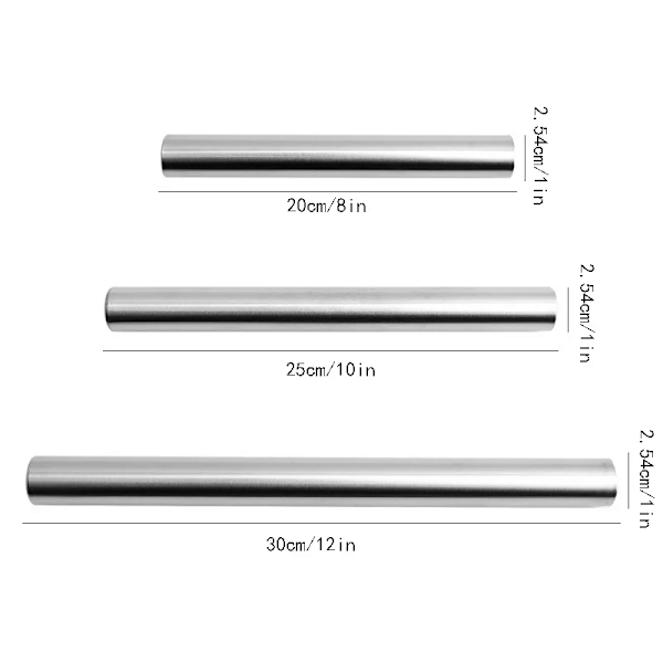 20/25/30cm Rostfritt Stål Icke-Klibbig Rullande Degrulle Baka Pizza Bakverk Präglad Rullande Yta Kavel Köksredskap 12Inch