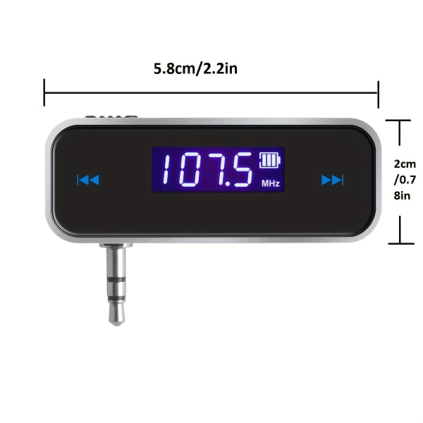 Mini FM-omvandlare FM-sändare, FM-sändare ljudadapter Bilsats, trådlös bilradiosändare Inbyggd 3,5 mm Aux-port ljudspelare