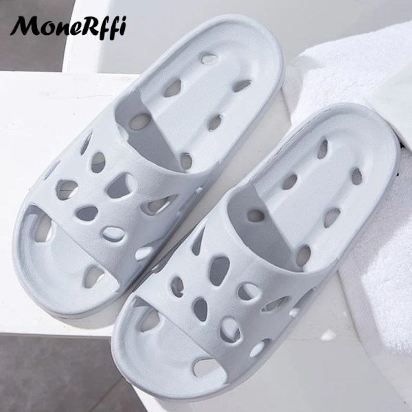 Sommar Tofflor För Män Flip Flops Strand Sandaler Badrum Icke-Slips Slides Män Kvinnor Tofflor Inomhus Skor Man Man Man Slipp Perre B Gray 44-45(Fit 43-44)