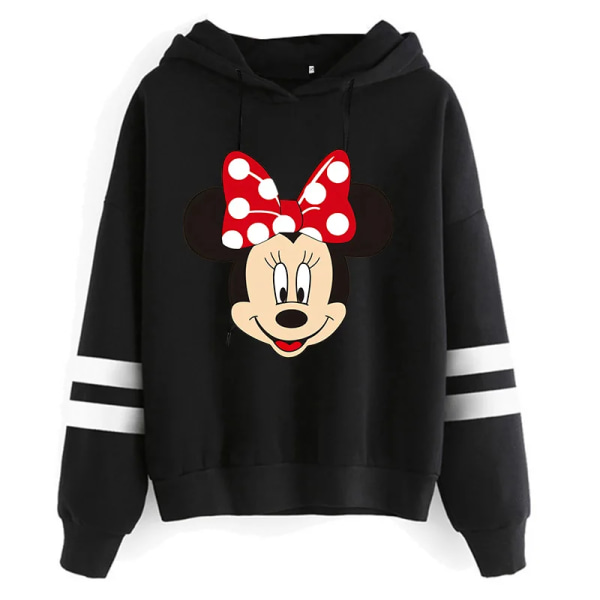 Sweatshirts Ny Y2k 90-tal Kawaii Tecknad Anime Sweatshirt Minnie Mouse Luvtröja Kläder Flicka Pojke Musse Hoody Topp Huvtröjor black4998 M