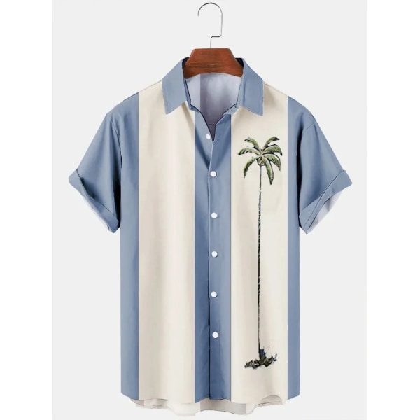 Hawaiiskjorta för män Sommar 3d Coconut Tree printed Randiga semesterkortärmade toppar T-shirt Oversize blus Casual herrskjorta CST123CD33 L