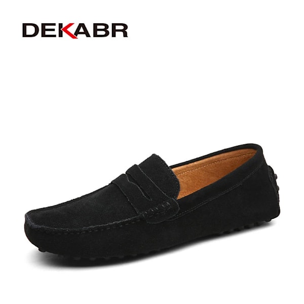 Dekabr Størrelse 49 Store Mænd Loafers Bløde Moccasins Høj Kvalitet Forår Efterår Ægte Læder Sko Mænd Varm Flad S Kørselssko 01 Black 12