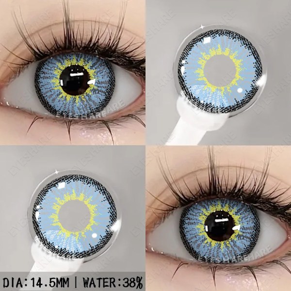 Eyeshare 2St Lila Kontakter Fashion Färg Kontaktlinser För Ögon Röda Linser Blue Eye Kontaktar Hög Kvalitet Mjuka Linser Årligt ICESNOW-BLUE 0