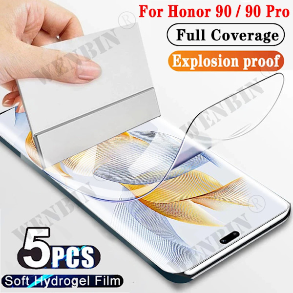 5 stk. Hydrogel Film til Honor 90 Pro Lite 100 80 70 Magic 6 5 4 Pro Lite X9a X7a X9b X8b X8b 7B Skærmbeskytter Honor 100 Pro 5 Pcs Hydrogel Film