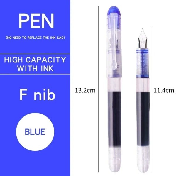 0,5 mm F /0,38 mm EF Extra Fin spets Klassiska reservoarpennor för att skriva för studentkontorsmålning och kreativa projekt F-Blue 12pcs