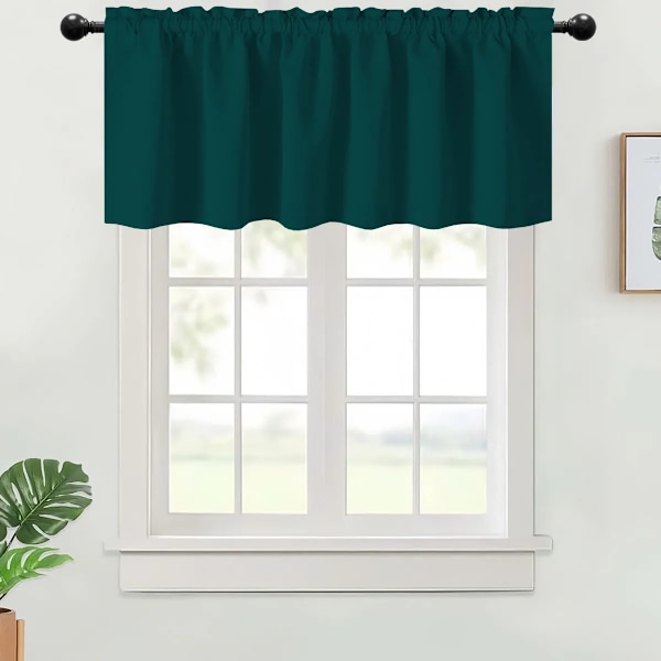 1Pc, Valance Gardiner Svarta Ut Termisk Isolerad Rod Pocket Fönsterbehandling För Kök Vardagsrum Sovrum Home Dekoration Navy W157 x H61