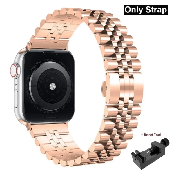 Case för Apple Watch i rostfritt stål för Apple Watch 38 mm 42 mm 40 mm 44 mm 41 mm 45 mm metallband för iWatch Series9 8 7 6 SE 5 4 3 2 1 Correa Rose gold only Strap 44mm-Series 6 5 4 SE