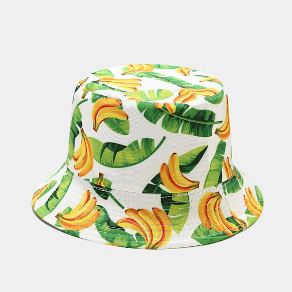 Europeiska Och Amerikanska Nya Kreativa Tryckning Frukt Mönster Bucket Kvinnors Sommar Utomhus Casual Sun-Proof Hat All-Matching Basin Hatt More Than Small Cherry White M（56-58cm）