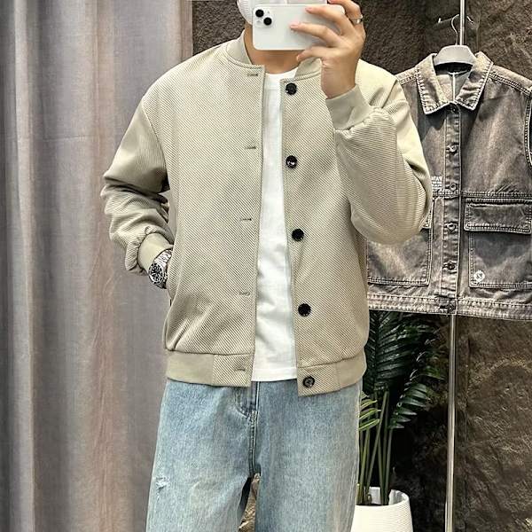Baseball Jacket Mäns Vår Och Hösten Mode Varumärke Trendy Casual Kläder Mäns Nya Mäns Arbetsjacka Apricot XXXL
