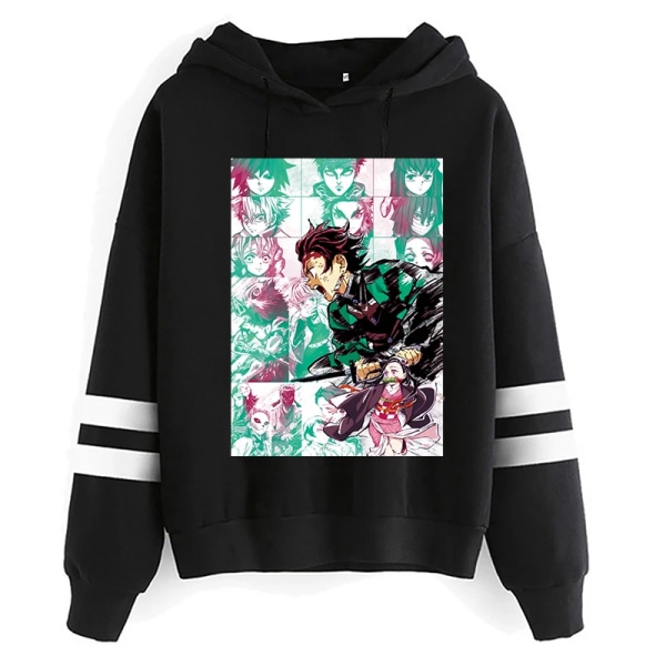 Unisex Demon Slayer Anime Harajuku Hoodies Herr Tanjiro Zenitsu Nezuko Hoody Estetiska Kläder Kimetsu No Yaiba Manga Sweatshirt black2200 Asian L