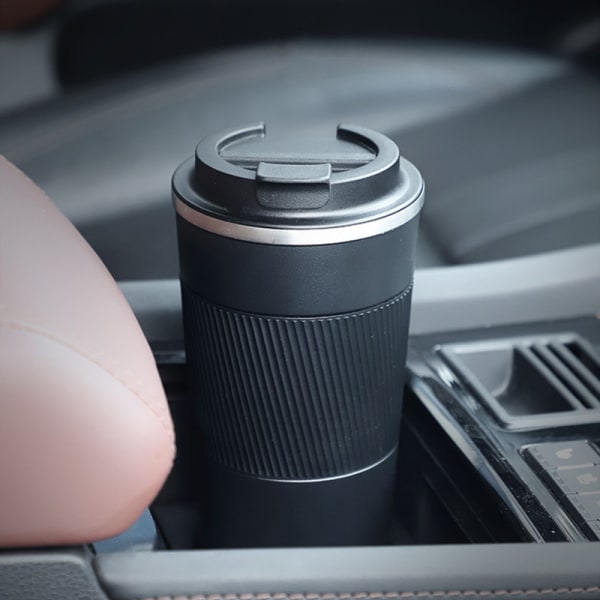 1 st thermal mugg 380 ml/510 ml, dubbel rostfritt stål kaffeglas med halkfritt case, bildammsugare, reseisolerad flaska, dryckesartiklar Black 17.24oz