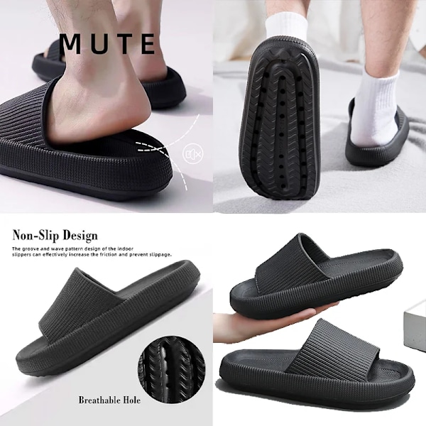 Hög Kvalitet Moln Tofflor För Män Flip Flops Strand Sandaler Badrum Icke-Slipp Slides Män Kvinnor Slippers Inomhushus Sho Er B-Navy 38-39 (fit 37-38)