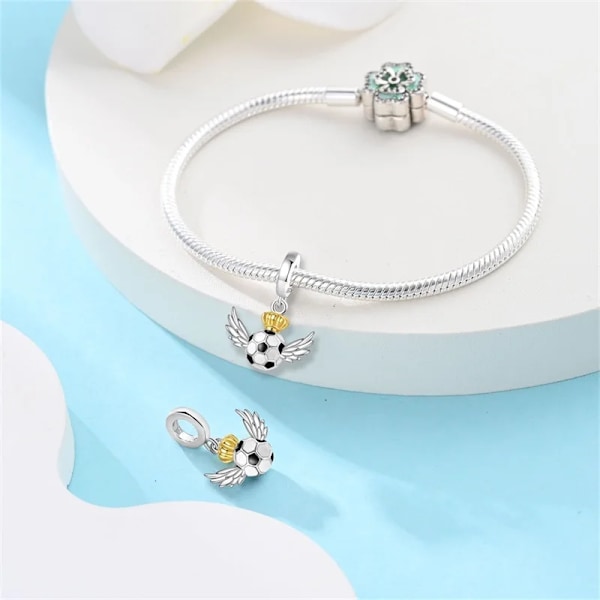 Sport Series Charm Smycken Fotboll Pärlor 100% 925 Sterling Silver Hängande Fit Pandora 925 Original Armband Diy Gåva PAC1123