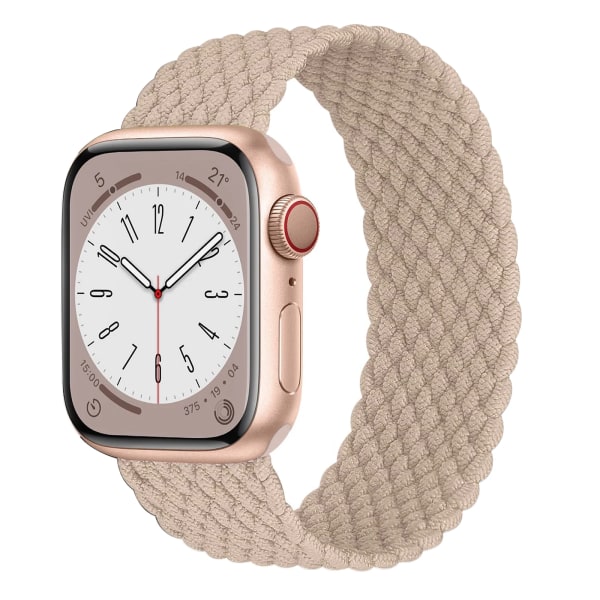 Flätad Solo Armband För Apple Watch Band 45mm 49mm 44mm 42mm 41mm 40mm Nylon Correa Armband iWatch series 9 7 SE 6 8 5 Ultra 4 3 Beige S