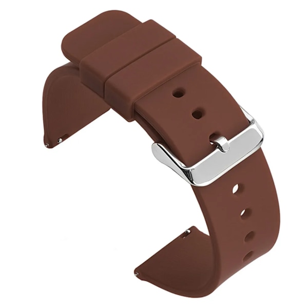 12/14/16/18/20/22/24mm Silikon Snabbspänne Armband för Samsung Galaxy 6 4 5 Pro Huami Huawei Garmin Smartwatch Brown S 18mm