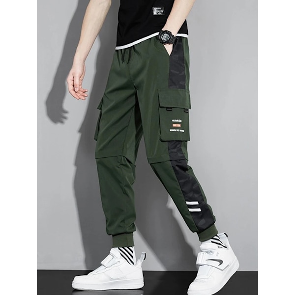 Afslappet Bukser Mænd Baggy Lige Ben Afslappet Bukser Mænd Leggings Modebukser Med Ind Hong Kong Trend Herrebukser green L