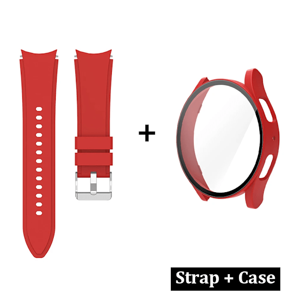 Case Band För Samsung Galaxy Watch 4/5/6 40Mm 44Mm Silikone Armband Skärmskydd Skärmskydd För Samsung Klocka 6 Classic 43Mm 47M Red Watch 4 Classic 42mm