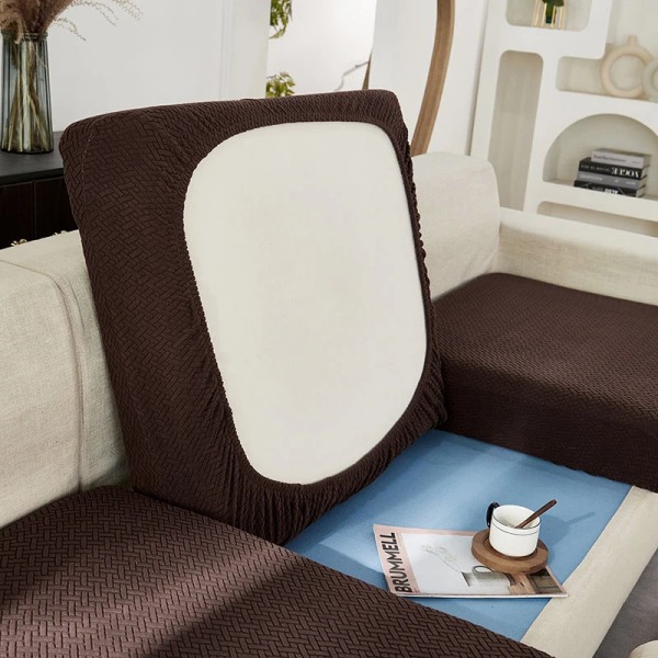 Jacquard Soffa Sits Cover Möbelskydd Sofföverdrag till vardagsrum Tvättbara stretchsoffor Överdrag cover Coffee 4R(190-230cm)
