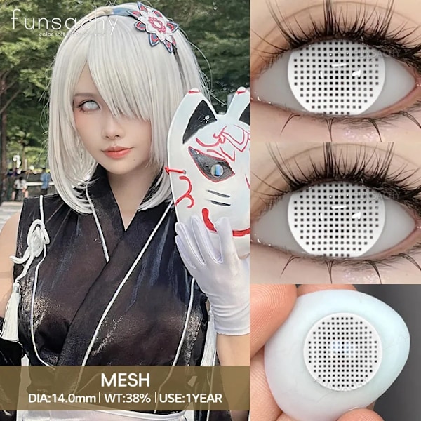 Funsachy 1Pair Vampyr Cosplay Kontaktlinser Til Øjne Anime Rolle Spil Kontakt Linse Kosmetik Farverig Flerfarvet Øjen Pupil BLINDNESS-BLACK 0