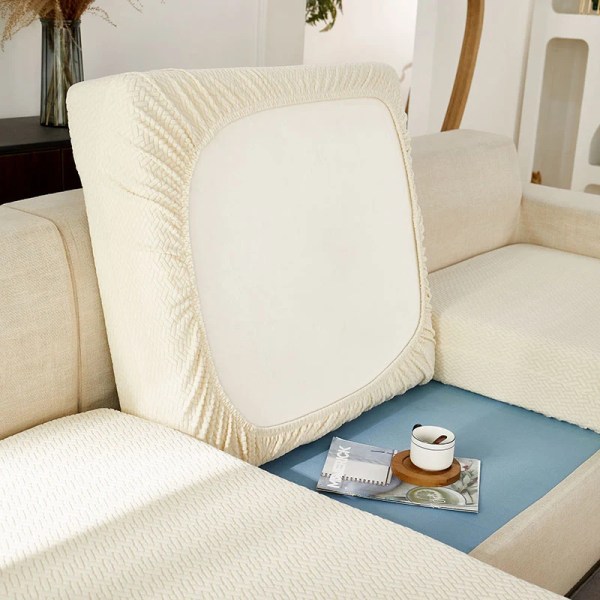 Jacquard Soffa Sits Cover Möbelskydd Sofföverdrag till vardagsrum Tvättbara stretchsoffor Överdrag cover Cream 3R(130-170cm)