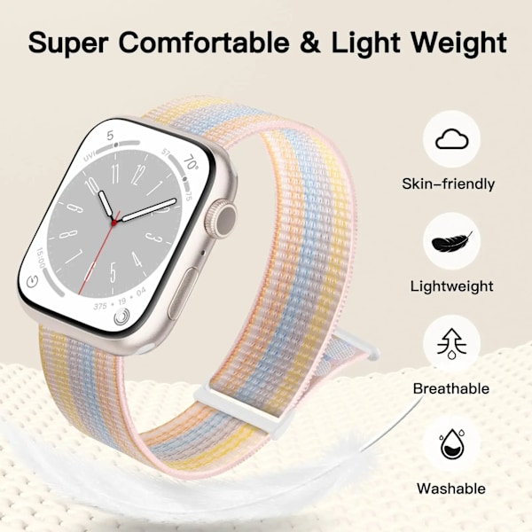 Nylon Loop Rem För Apple Watch Band 49Mm 45Mm 44Mm 42Mm 41Mm 40Mm 38Mm Smart Bälte Armband Iwatch Ultra 8/7/6/Se/5/4/3. 1 Silt 42mm or 44mm or 45mm