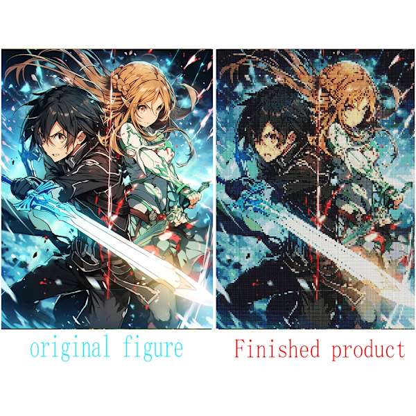 5D Japan Anime Hahmot Timanttimaalaus Sword Art Online Kuva DIY Täysi Mosaiikki Timantti Kirjonta Kristalli Koti Dekor Taide 2 Round 50X70cm