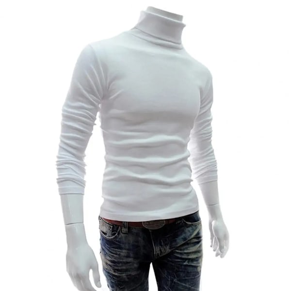 Toppar Sweaters Strikkede Pullover Langærmet Turtleneck Mænd Pullover Blød Stretchy Strikkede Skjorte Til Efteråret Vinter K Trøjer WHITE M