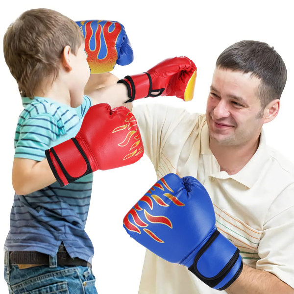 Boxningshandskar för barn Barn Stansning Träning Sparring Bekväma justerbara kampvantar Handskydd Svart Red