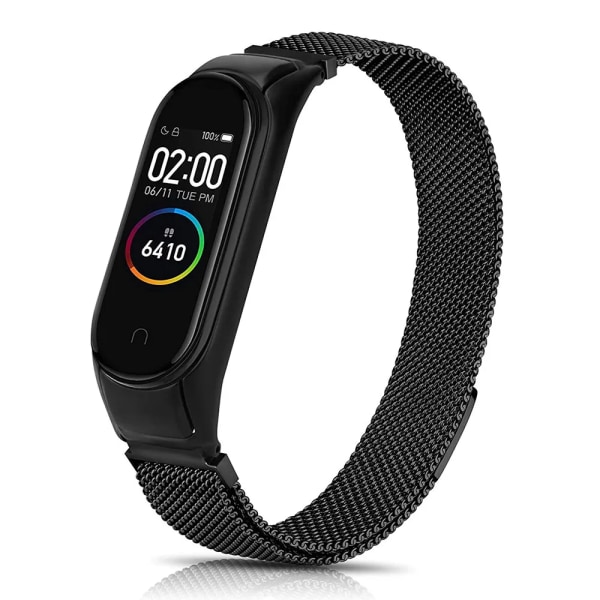 För Xiaomi Mi Band Armband 3/4/5/6/7 rem Rostfritt stål Magnetrem Xiaomi Armband Mi Band 3 4 Miband 5 6 7 Rem CX-Black Mi 7 strap